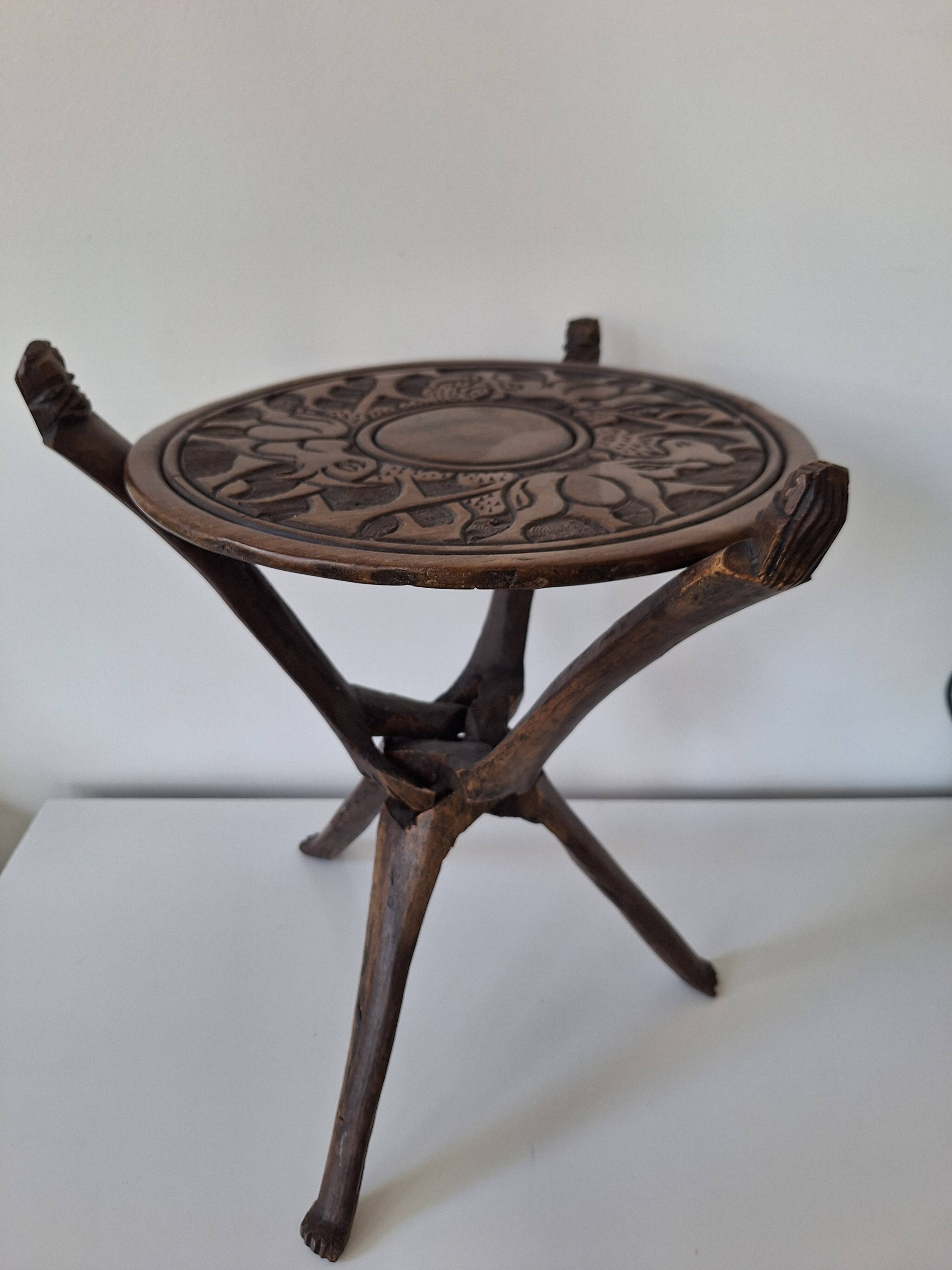 Wooden African Side Table
