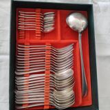 Box 2 drawers household 57 pieces christofle silver metal model "boreal"