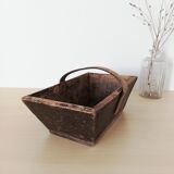 Dark wooden harvest basket