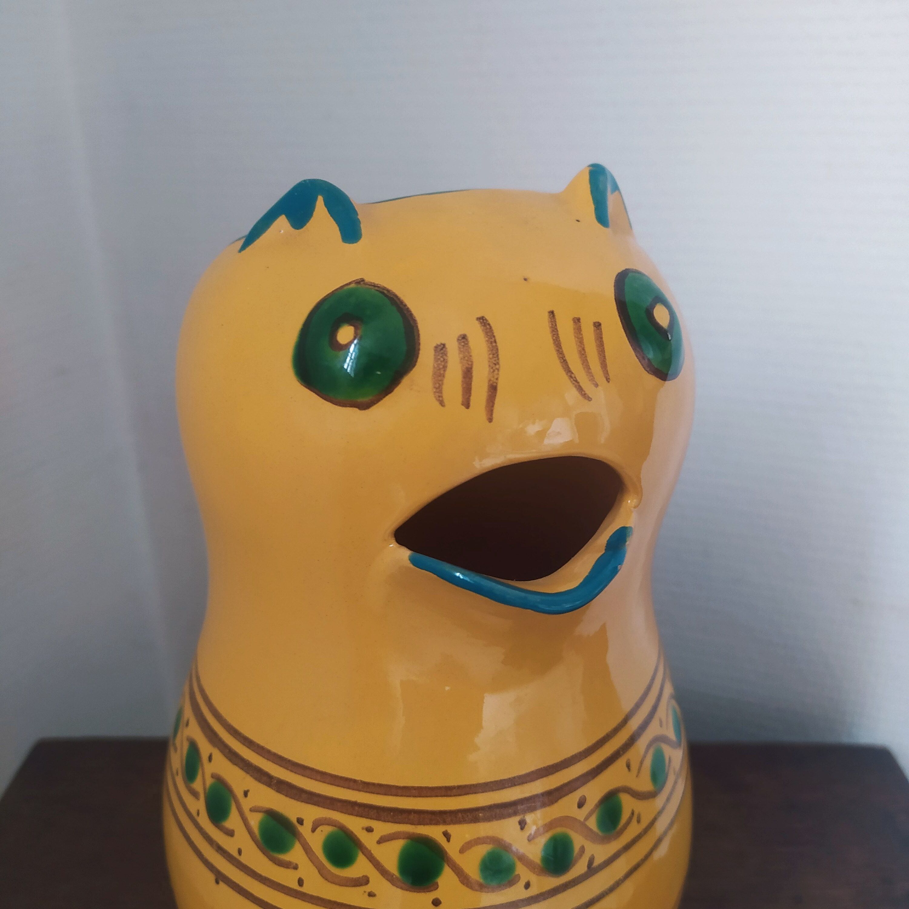 Provencal ceramic pitcher cat-shaped