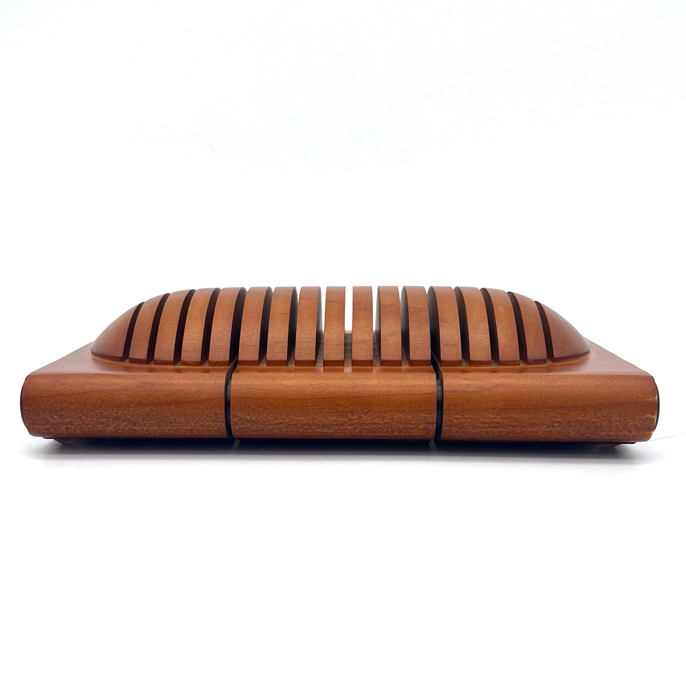 Porte cartes de visites en teck, design Edwood, made in France (circa 1980)