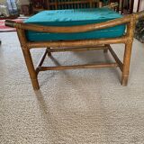 Duo of cane and rattan poufs