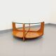 Vintage round coffee table with 2 tops by Hugues Poignant, in teak and glass