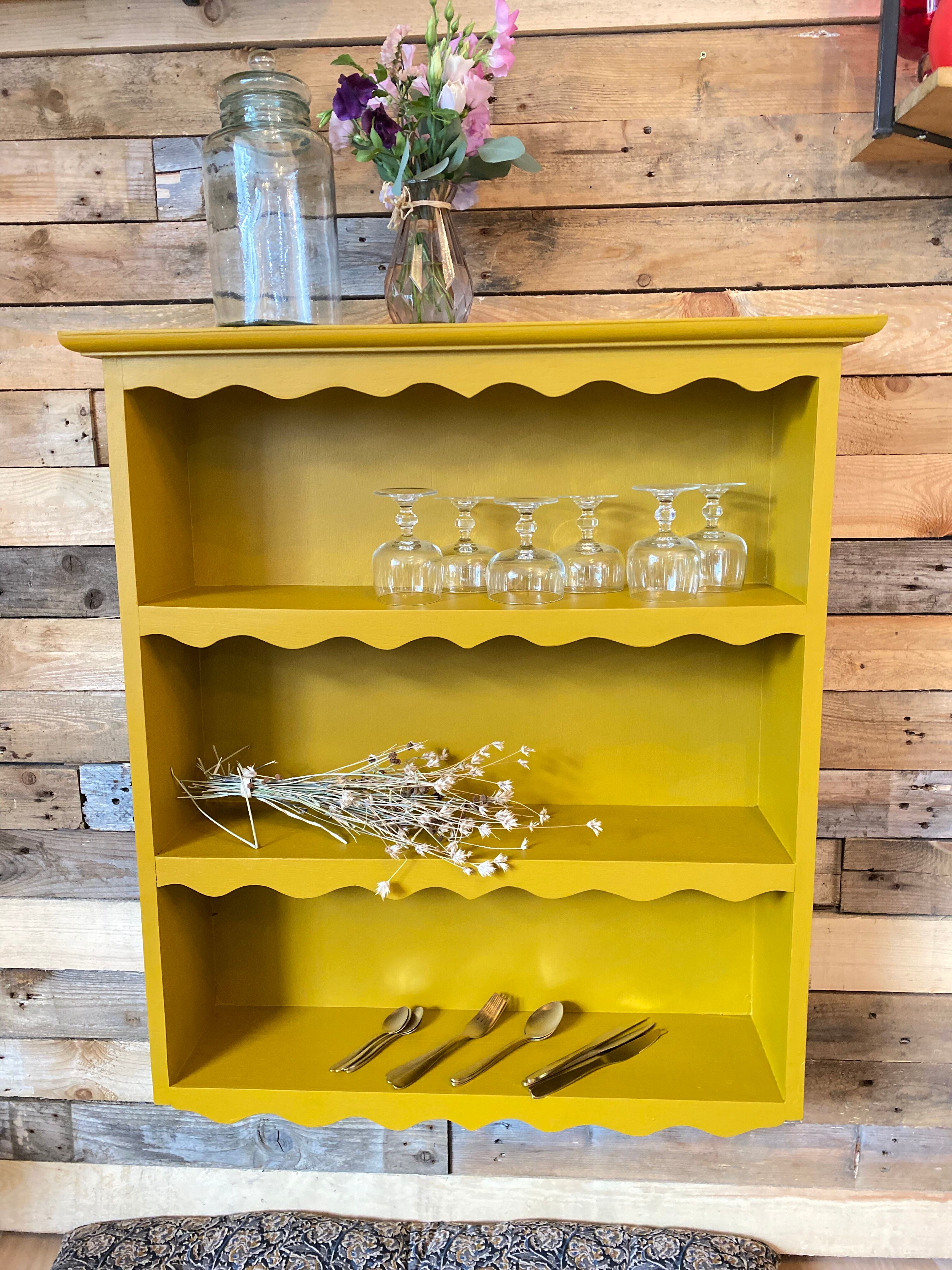 Renovated old saffron wall shelf
