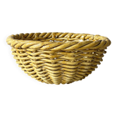 Yellow ceramic basket with wicker effect