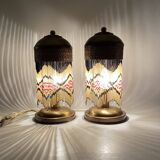 Ensemble de 2 lampes de table en laiton du milieu du siècle, Italie années 1940