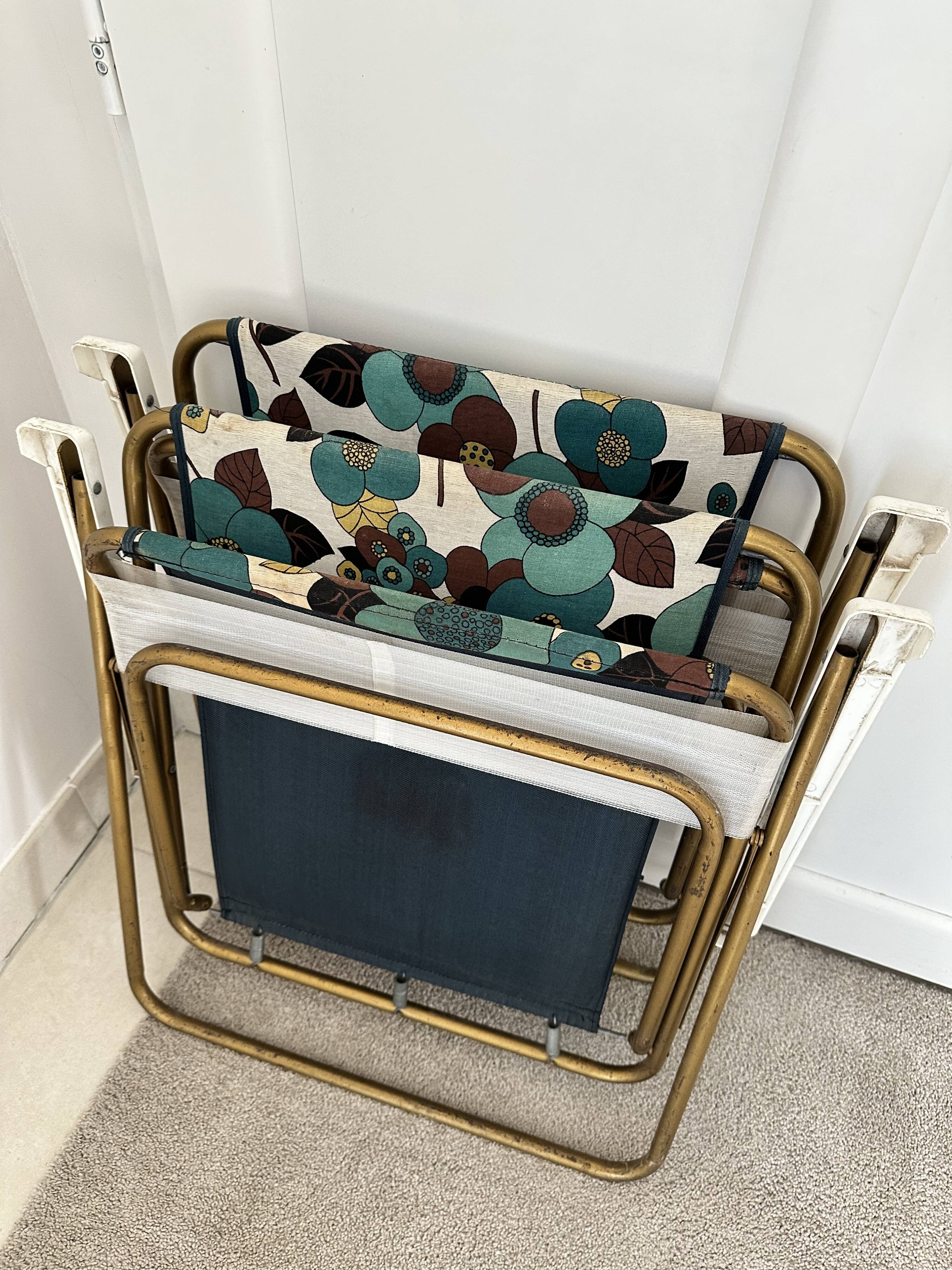Pair of vintage Lafuma armchairs from the 60s/70s – Made in France – floral fabric