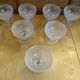 Set of 7 Glass Ice Cream Bowls Diamond Point France Vintage #E076