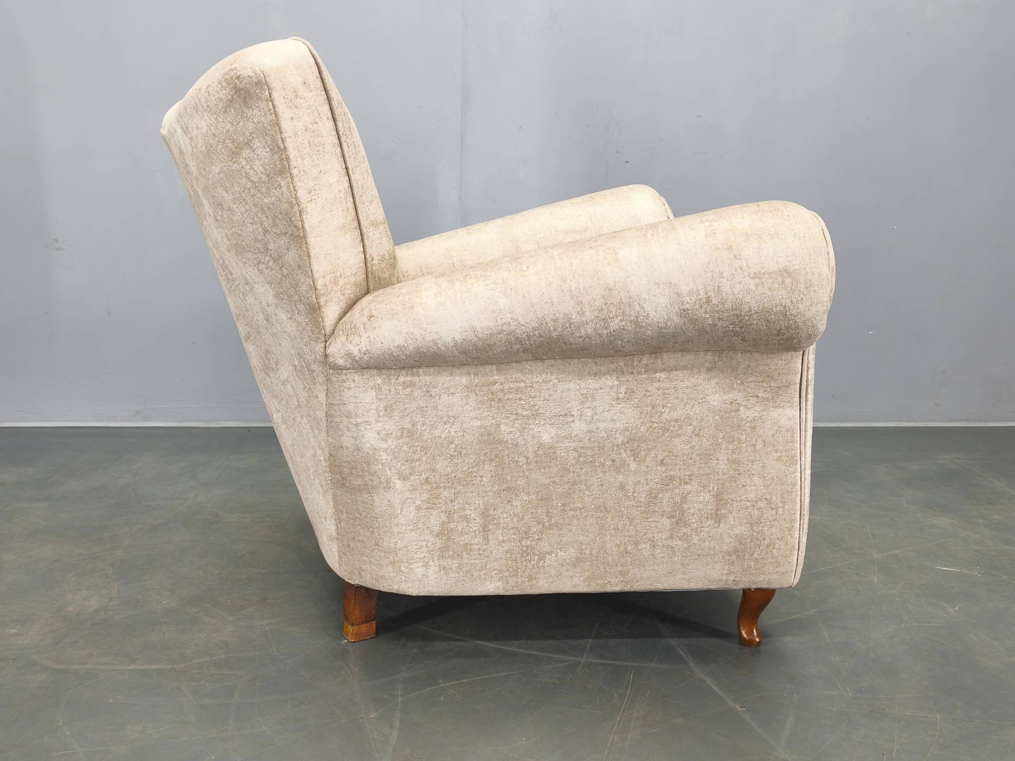 Italian Mid Century Velvet Lounge Armchair, 1950s