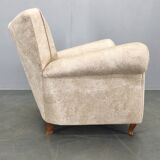 Italian Mid Century Velvet Lounge Armchair, 1950s