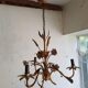 Gold metal chandelier with ear of wheat decor