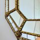 Vintage Spanish Venetian-style wall mirror, octagonal brass, 1980s Hollywood Regency