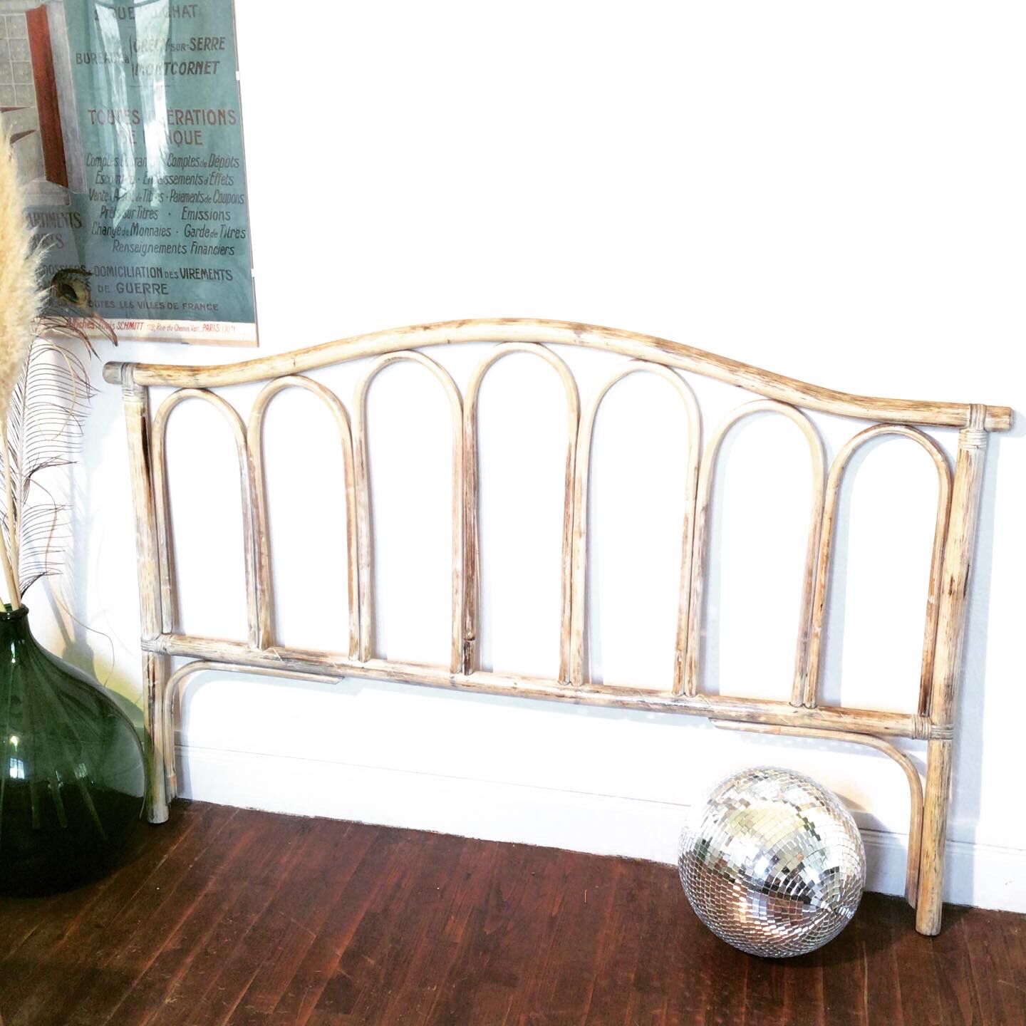 Old rattan headboard