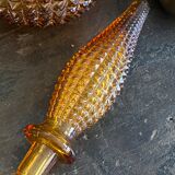 Vintage amber textured glass decanter