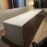 Large curved aluminium tabletop.