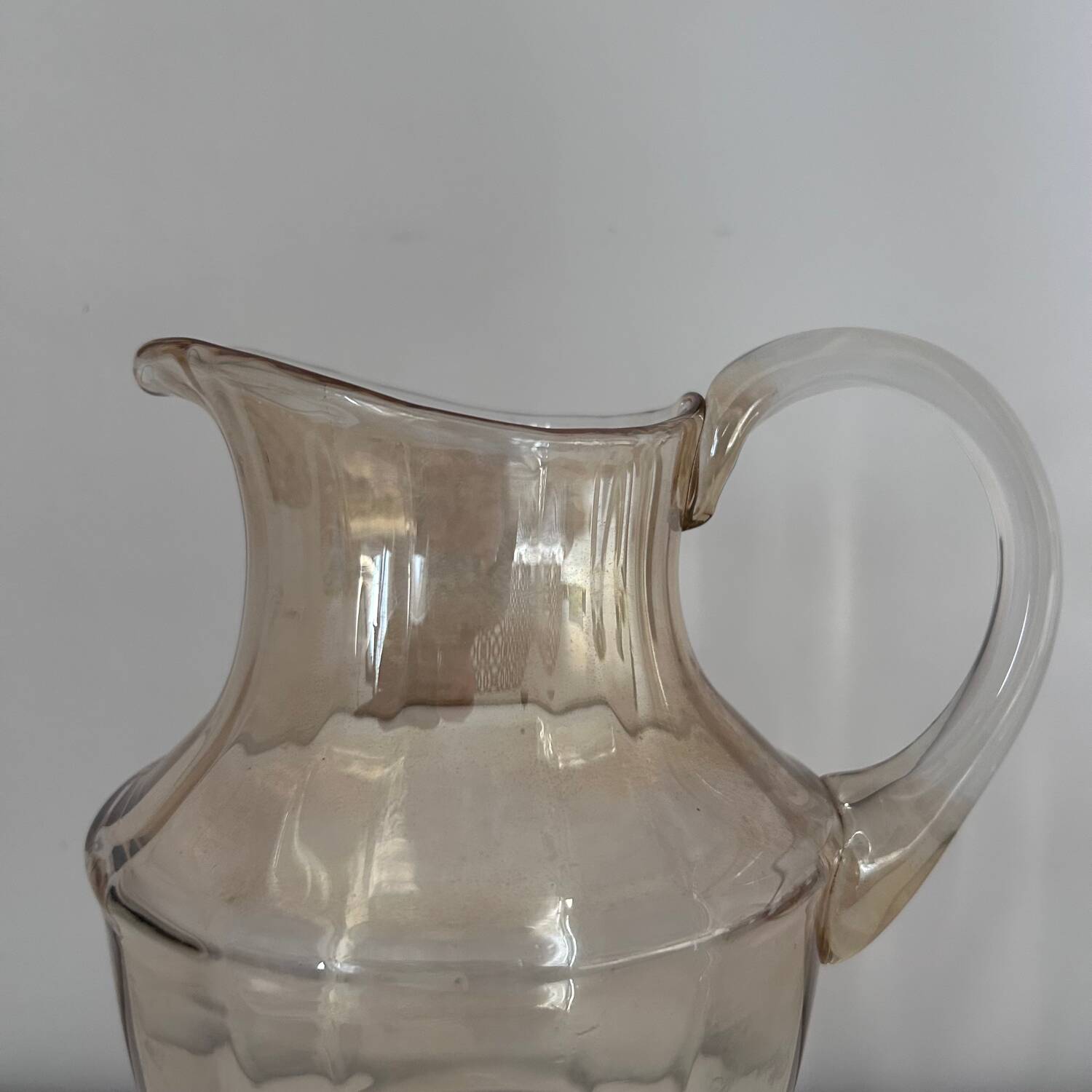 Iridescent glass carafe