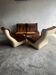 Airborne 1970s Modular 4-Seater Sofa — Brown Velvet Cushions with Cream ABS Shell