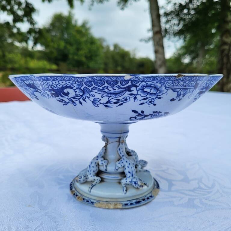 Longwy Chinese compote bowl 19th century salamanders