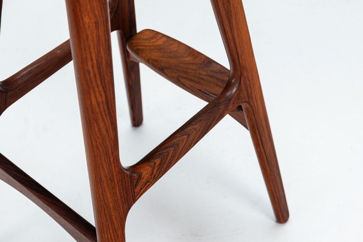 Erik Buch set of three “OD61” bar stools in rosewood Oddense Denmark 1965
