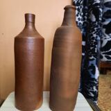 Duo of raw stoneware bottles