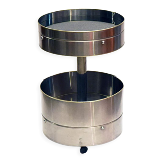 Steel bar table on wheels Italian production, 1970s
