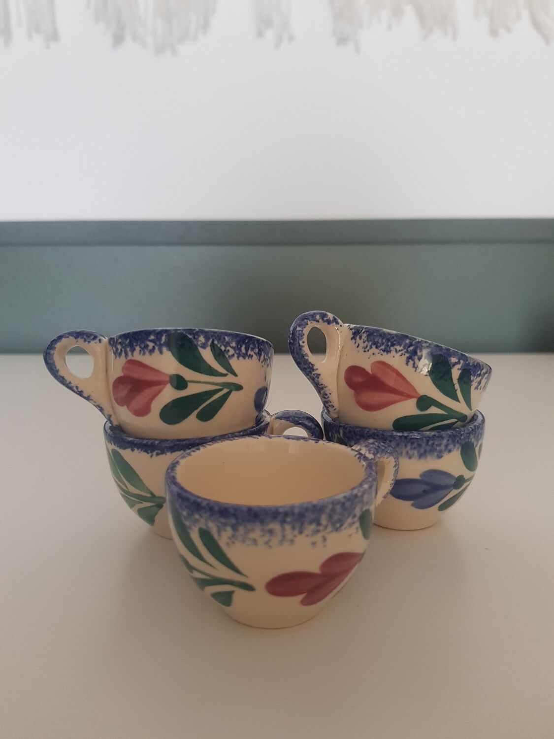 5 Quimper egg cups