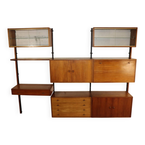 Bibliothèque murale - laiton teck