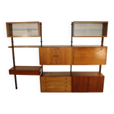 Modular wall library in teak and brass – 1960s
