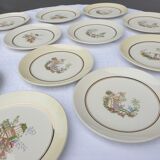Set 12 plates Gien 1960 Japanese gardens variations in minor yellow