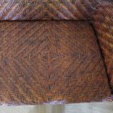 Two-seater banquette in woven rattan, wood and bamboo, 1980s.