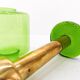 Scandinavian candle holder Gnosjö green glass and brass 1960