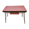 Red formica table with vintage 1950's Eiffel legs