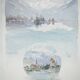 René leverd: switzerland, view of thun from la blümlisalp, original signed watercolor