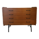 Commode vintage en bois à 8 tiroirs, esprit scandinave