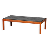 Vintage coffee table in wood and slate, 1970s
