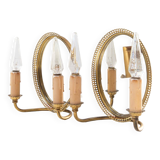Pair of brass wall lights with mirror c. 1950