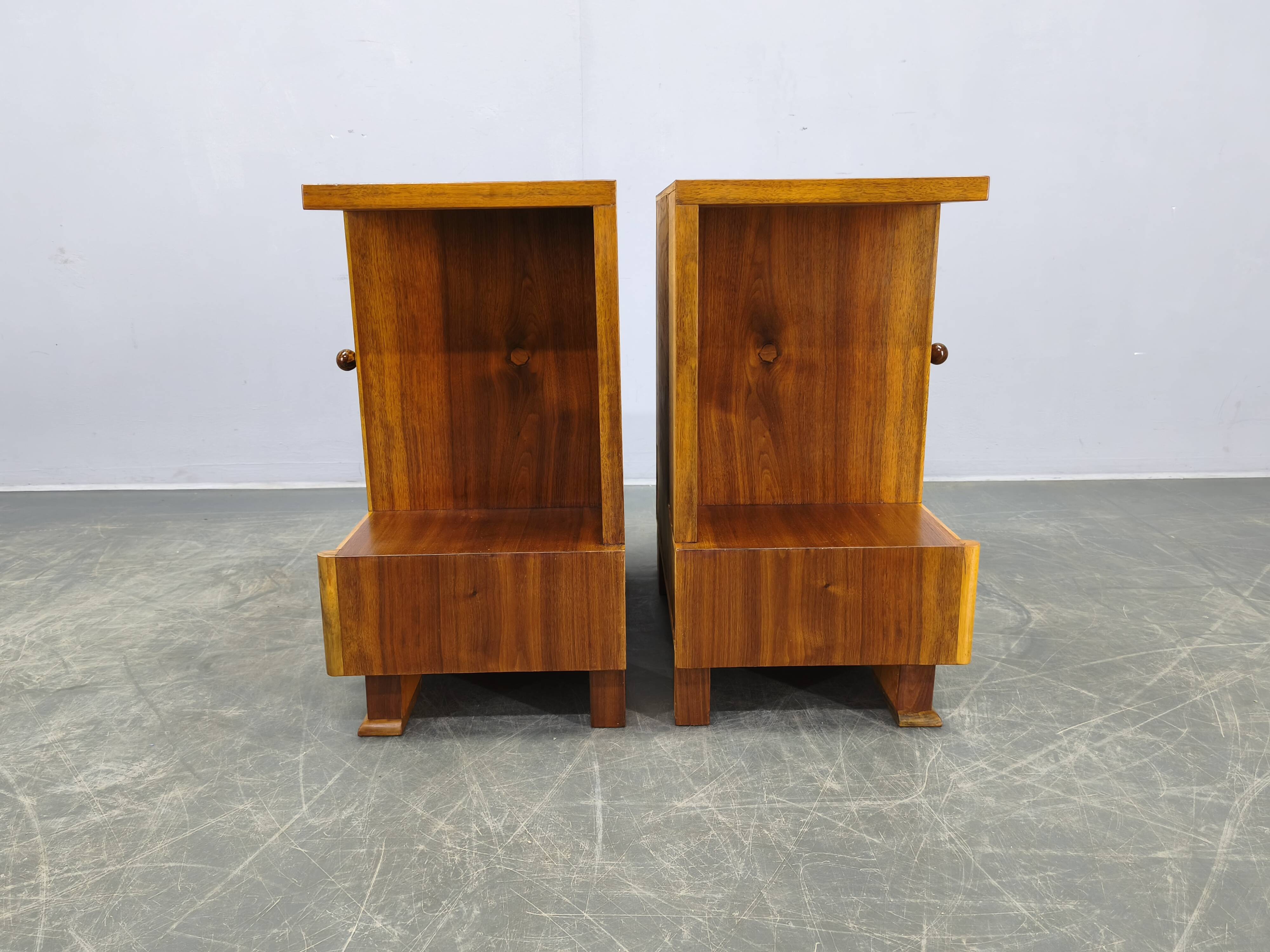 Pair of Italian Mid-Century Walnut Nightstands, 1950s