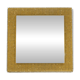 1960s brass wall backlit mirror, frame with glass beads by Palwa