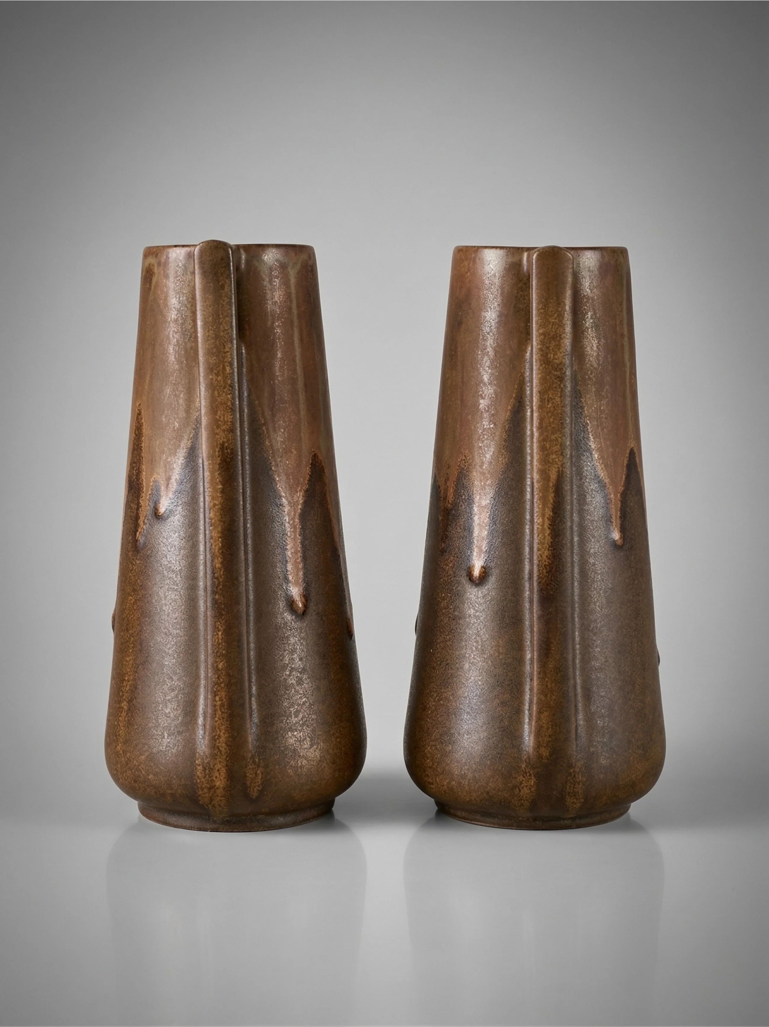 Pair of Denbac vases model 244 – vintage glazed French ceramics