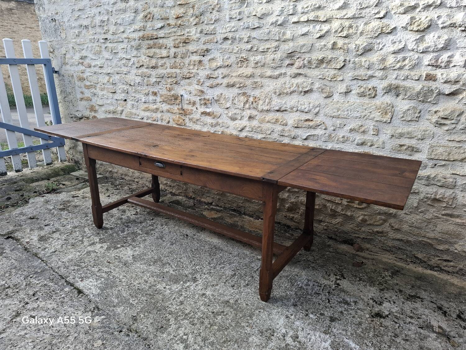 Extendable oak farmhouse table