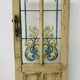 Passage door in patinated fir and Art Deco painted glass