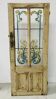 Passage door in patinated fir and Art Deco painted glass