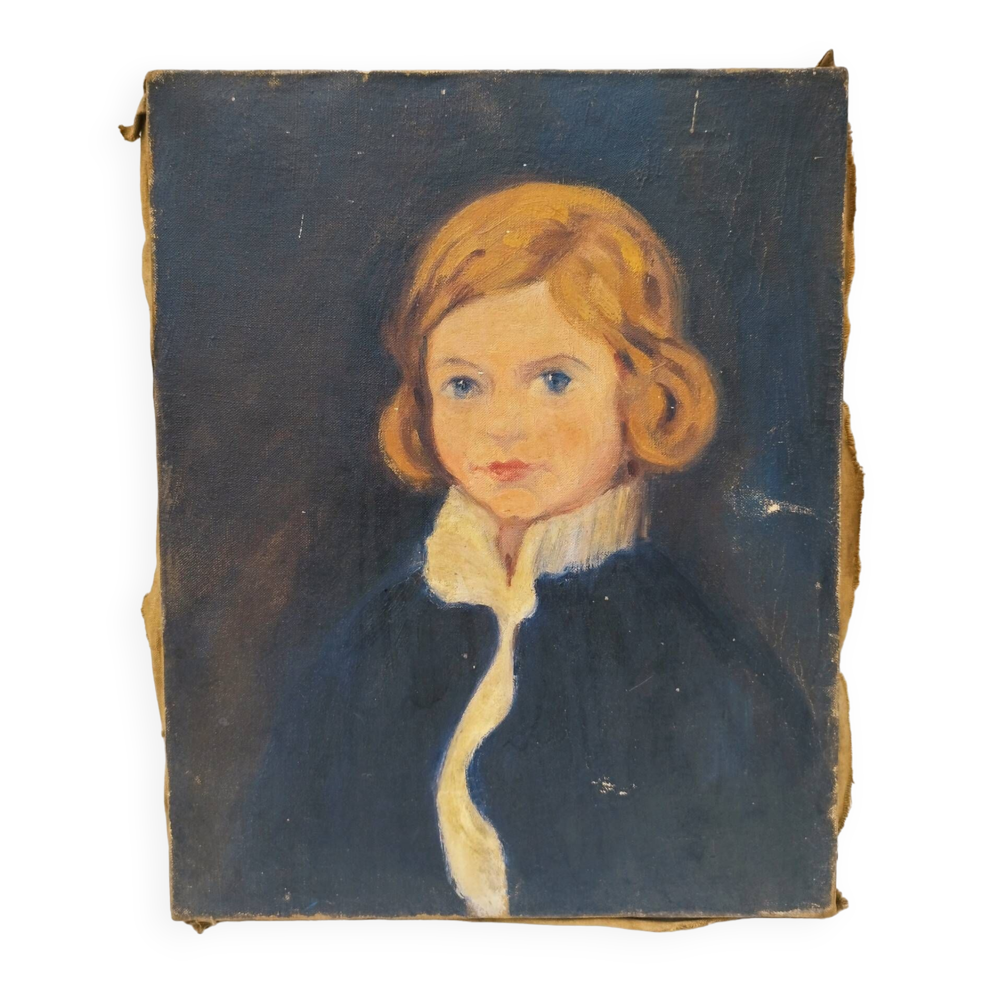 Portrait boy oil on canvas De la Rocha