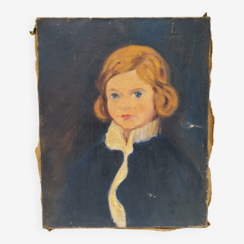 Portrait boy oil on canvas De la Rocha