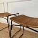 Pair of Raoul Guys stools for Airborne in wicker 1950