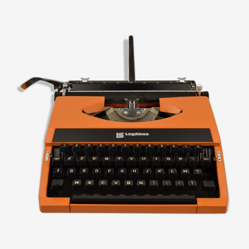 Logabax orange typewriter - vintage 1970s new ribbon