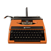 Logabax orange typewriter - vintage 1970s new ribbon