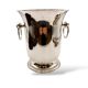 Silver-plated champagne bucket with ring handles.