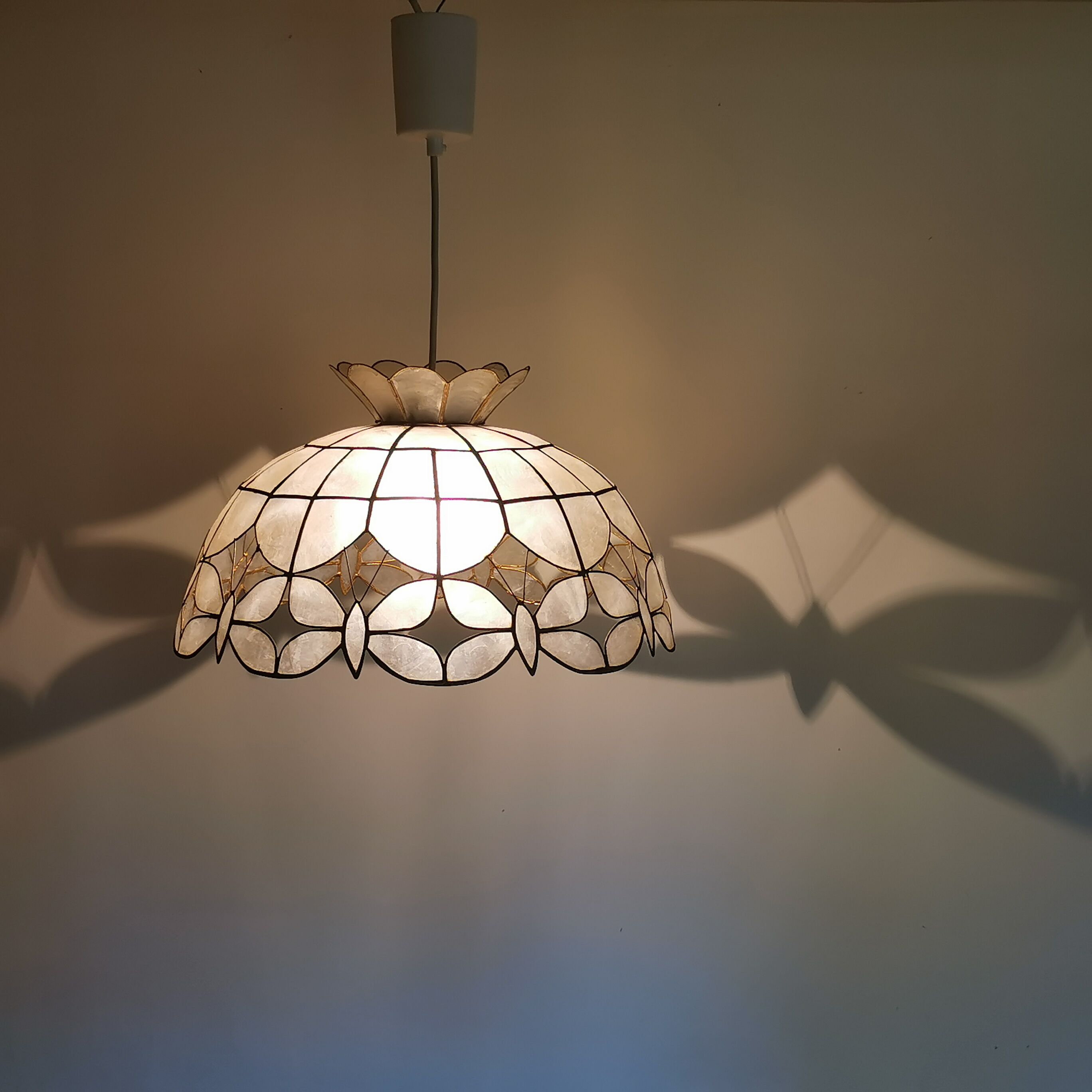 Mother-of-pearl "butterfly" hanging lamp