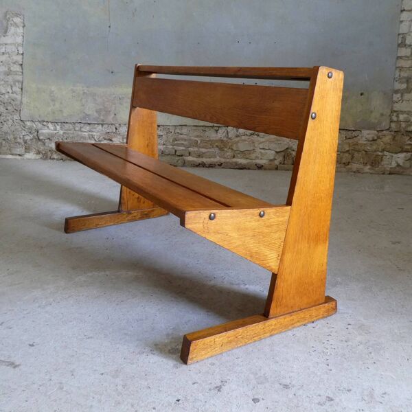 Banc de communauté en chêne, 1950